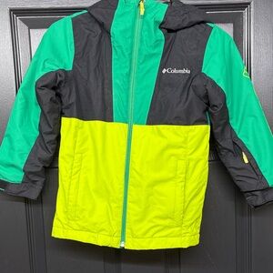 Columbia Kids Colorblock Jacket - Black, Green & Neon Yellow